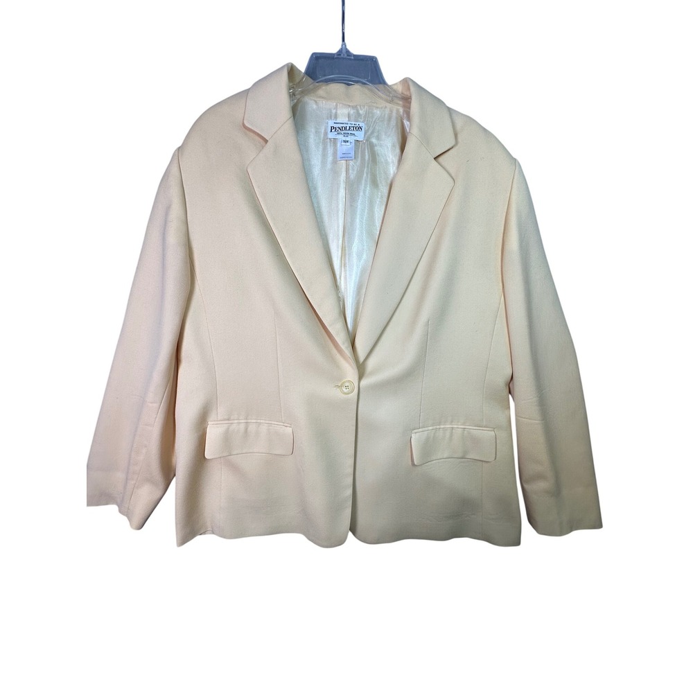 Pendleton Blazer 100%‎ Virgin Wool Plus Size 16W Pale Yellow Professional Career